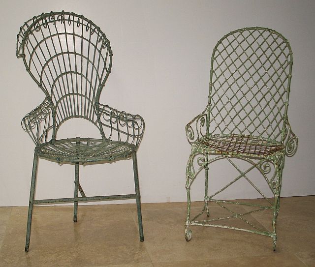 Two American Wire Garden Chairs