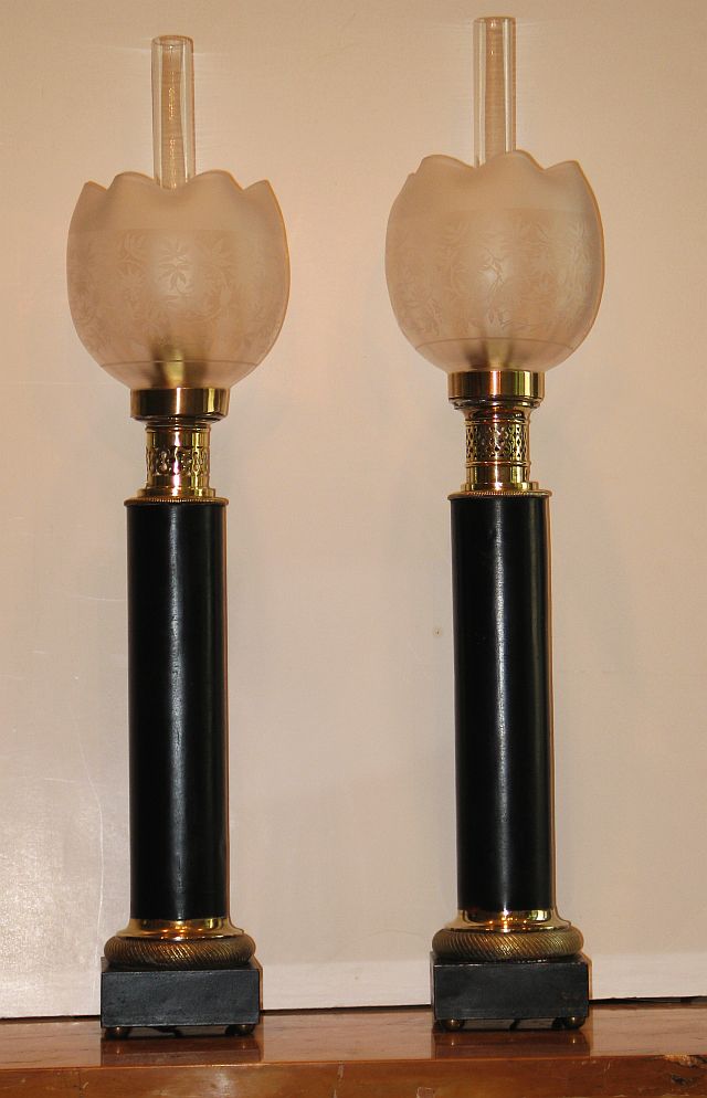 Pair of English Oil Lamps