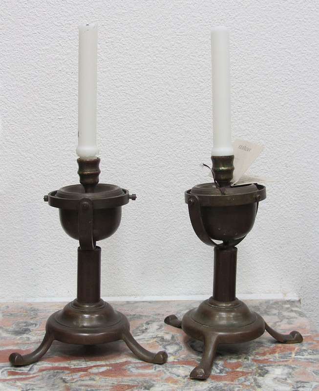 Pair of Brass Ships Candlesticks
